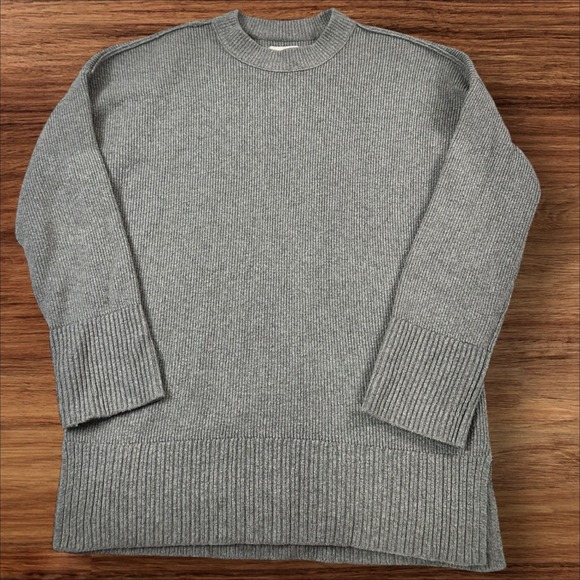 Abercrombie & Fitch Womens Gray Ribbed Knit Long Sleeve Tunic Sweater - Picture 1 of 6